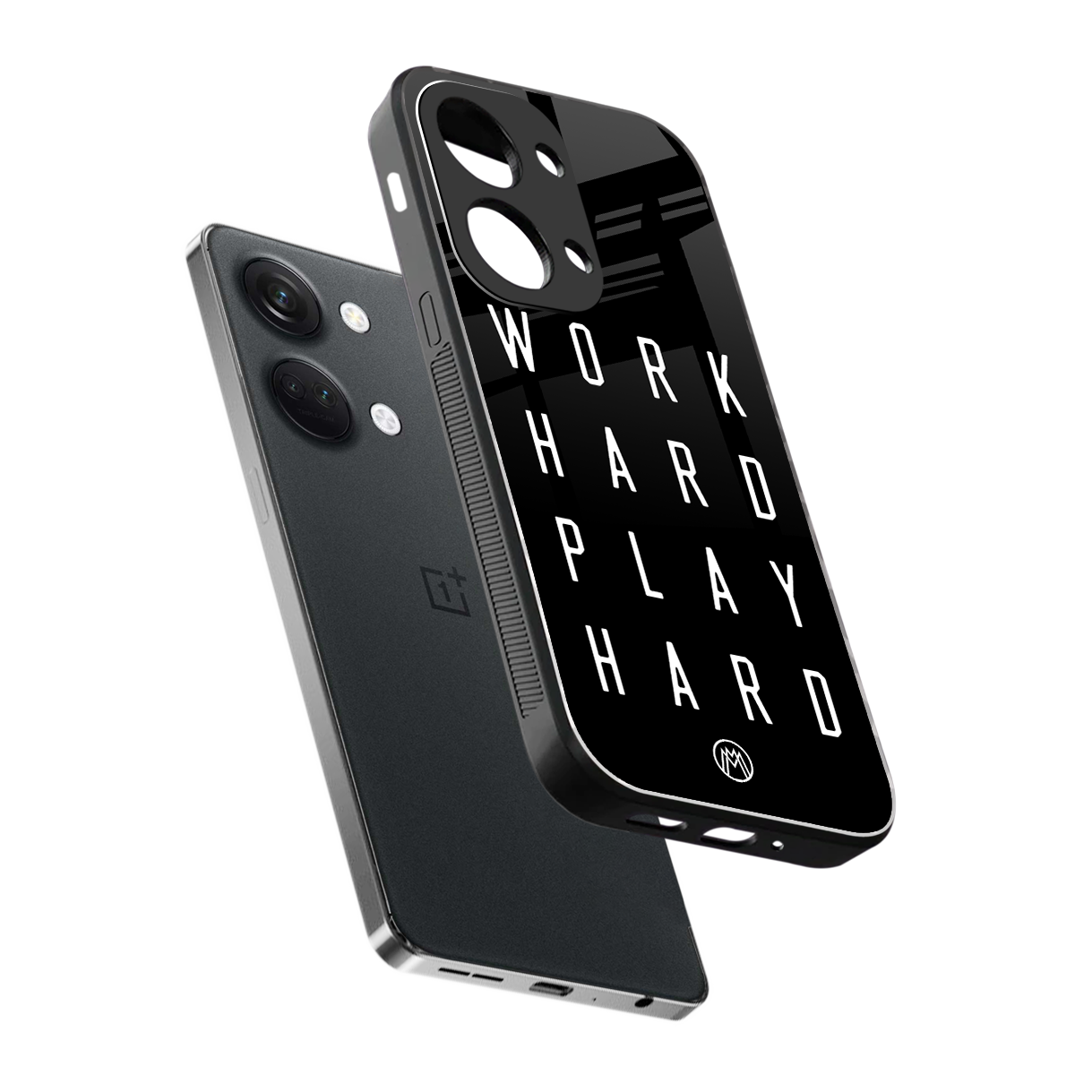 work hard play hard back phone cover | glass case for oneplus nord 3