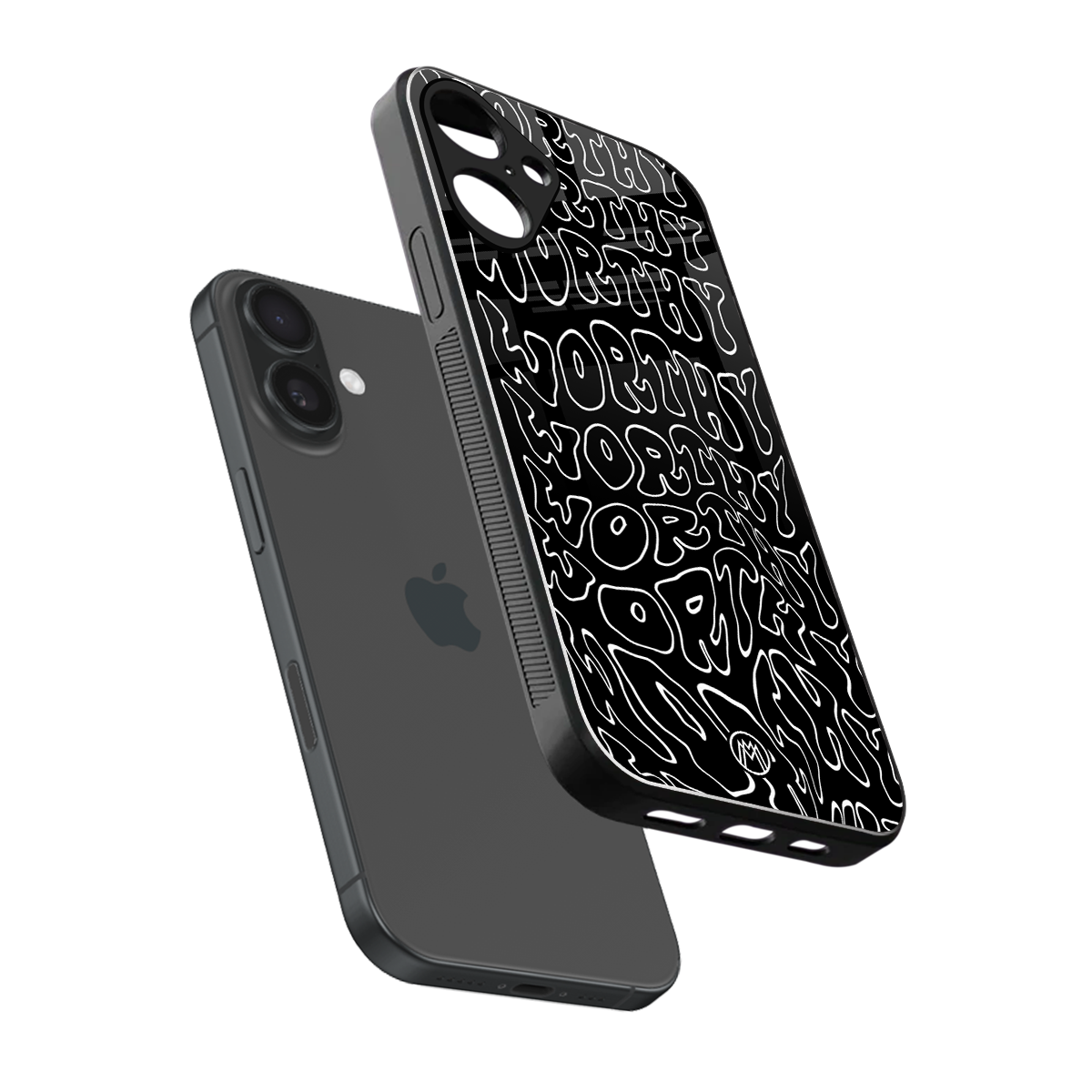 worthy black back phone cover | glass case for iphone 16 plus