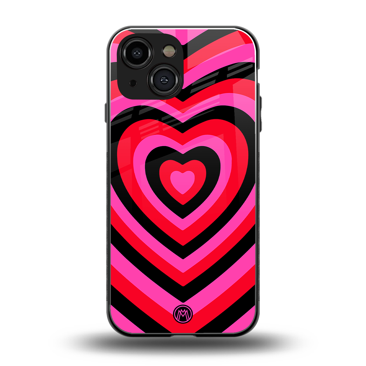 y2k black pink hearts aesthetic back phone cover | glass case for iphone 13 mini