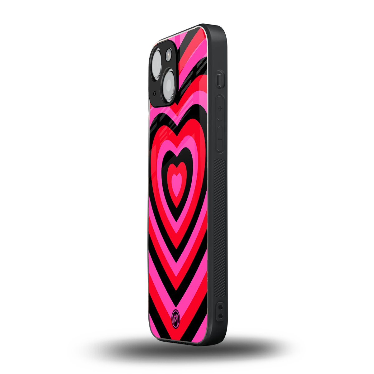 y2k black pink hearts aesthetic back phone cover | glass case for iphone 13 mini