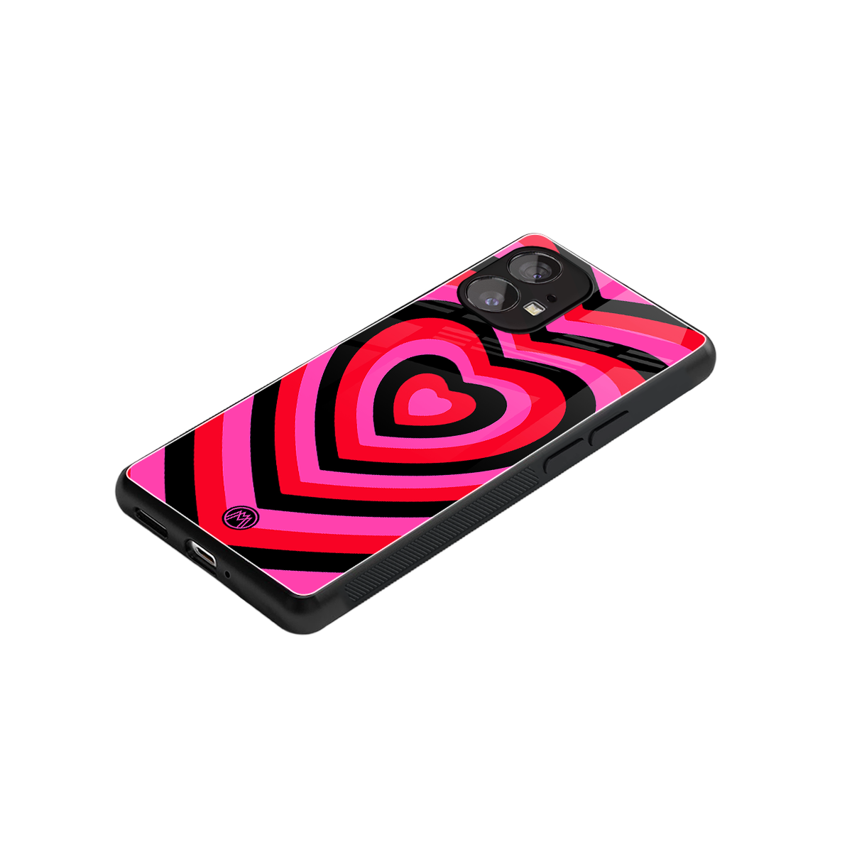 y2k black pink hearts aesthetic back phone cover | glass case for nothing phone 1