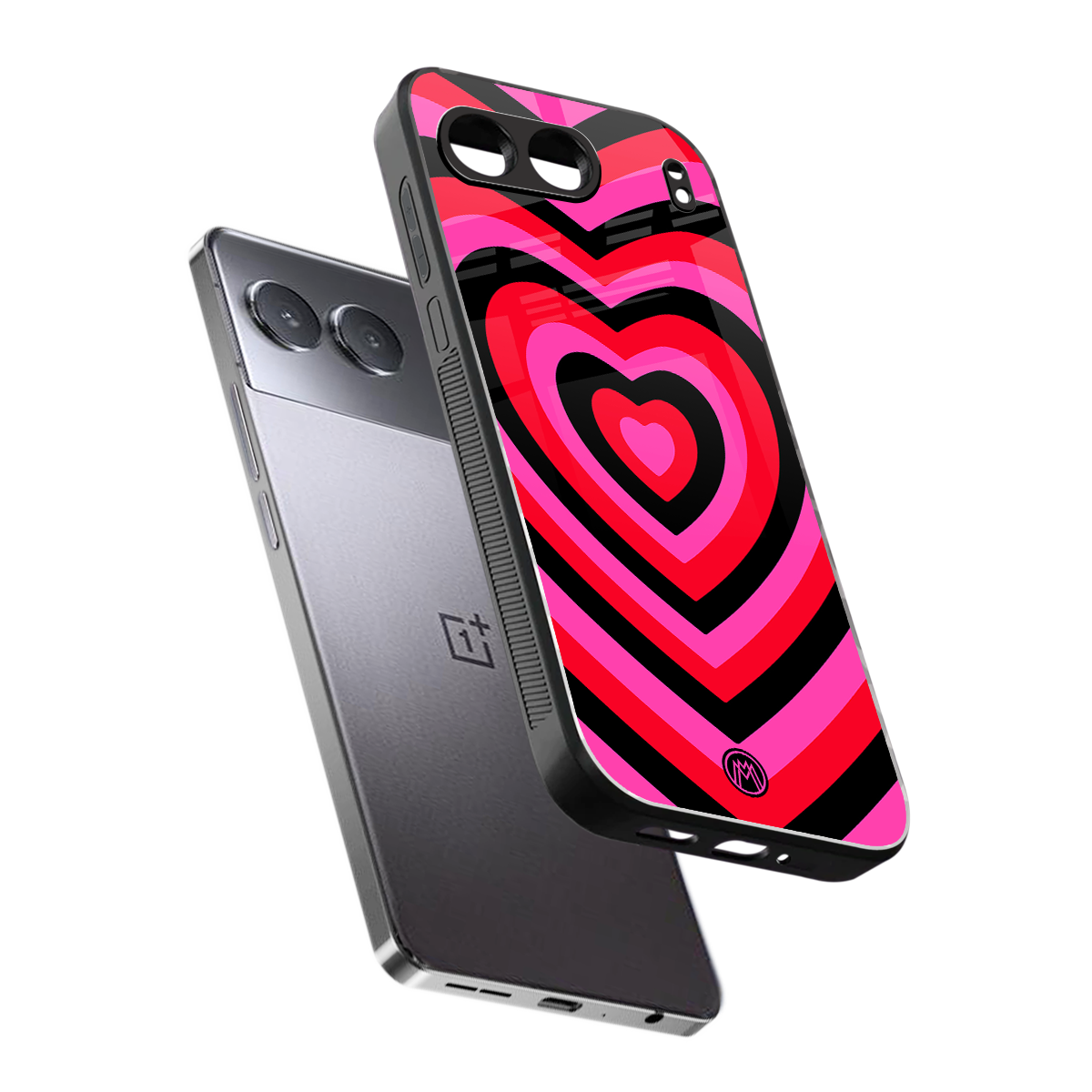 y2k black pink hearts aesthetic back phone cover | glass case for oneplus nord 4