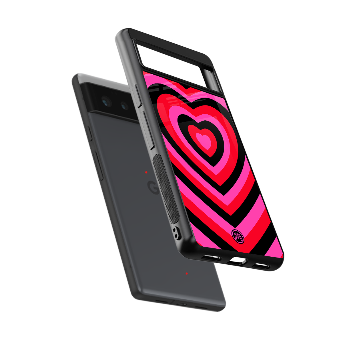 y2k black pink hearts aesthetic back phone cover | glass case for google pixel 6