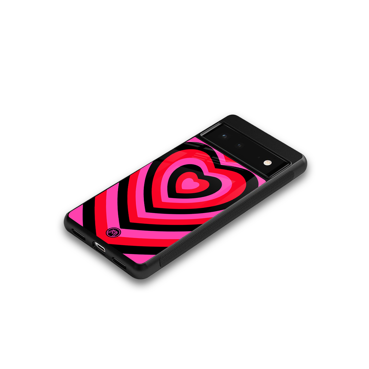y2k black pink hearts aesthetic back phone cover | glass case for google pixel 6