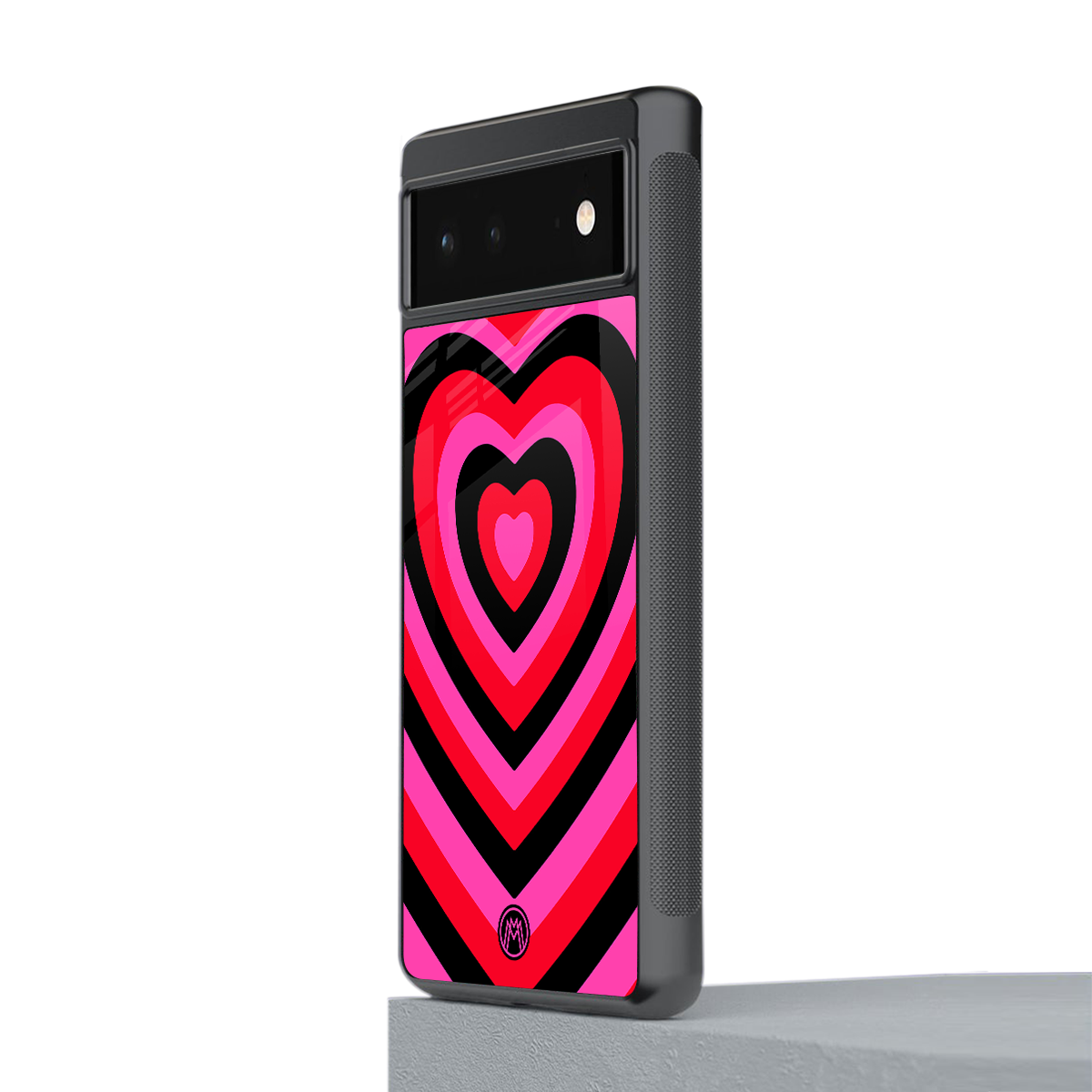 y2k black pink hearts aesthetic back phone cover | glass case for google pixel 6