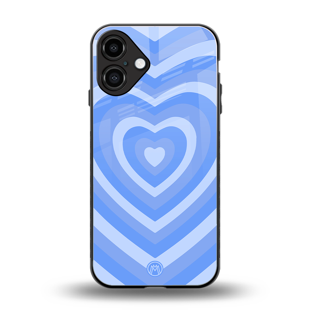 y2k blue hearts aesthetic back phone cover | glass case for iphone 16 plus