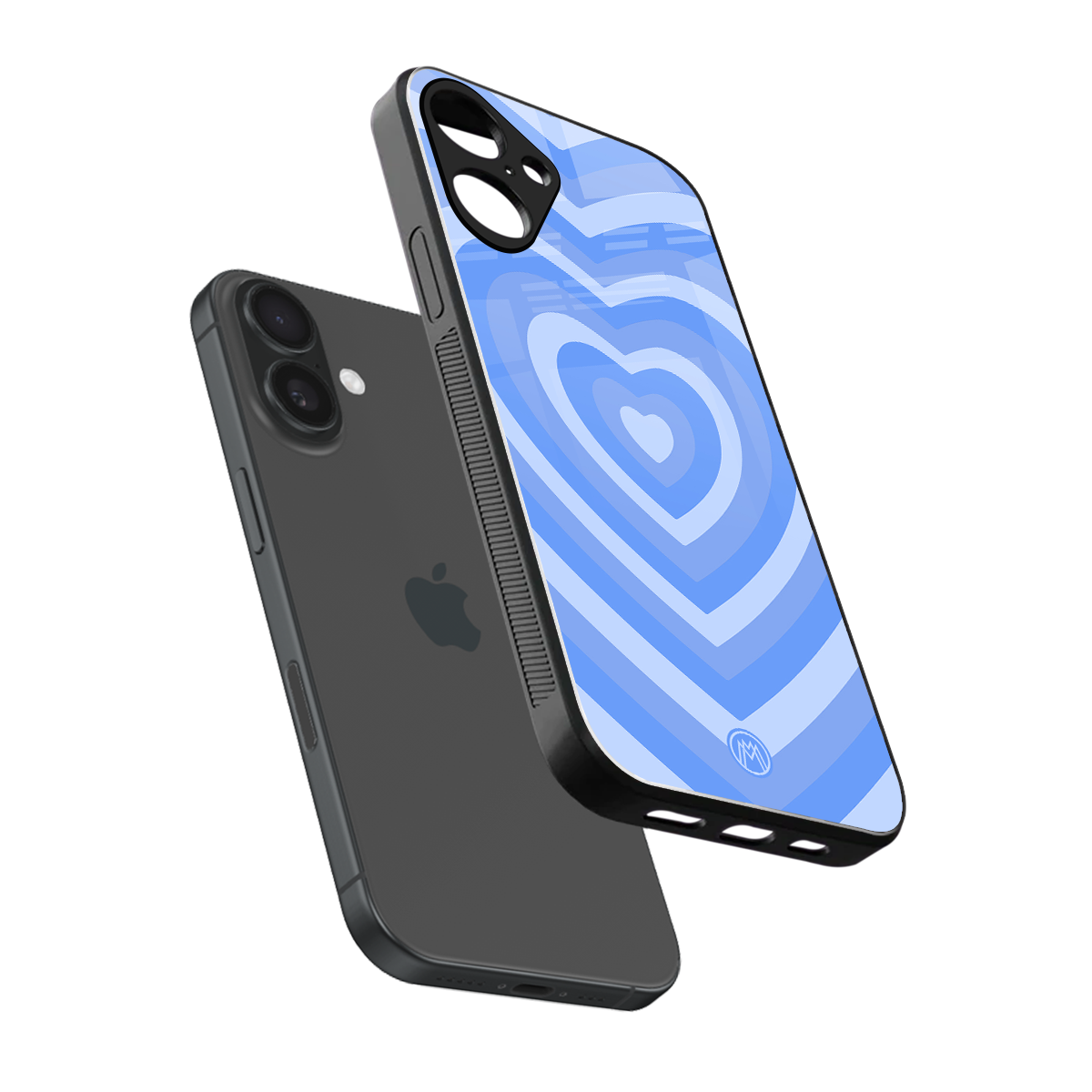 y2k blue hearts aesthetic back phone cover | glass case for iphone 16 plus