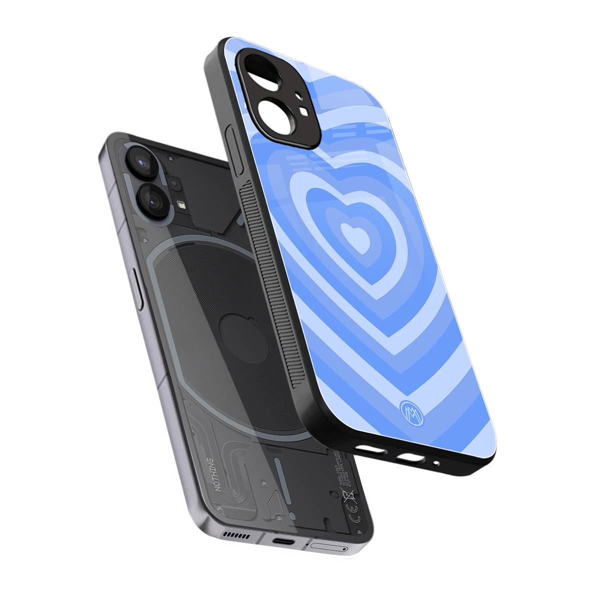 y2k blue hearts aesthetic back phone cover | glass case for nothing phone 1