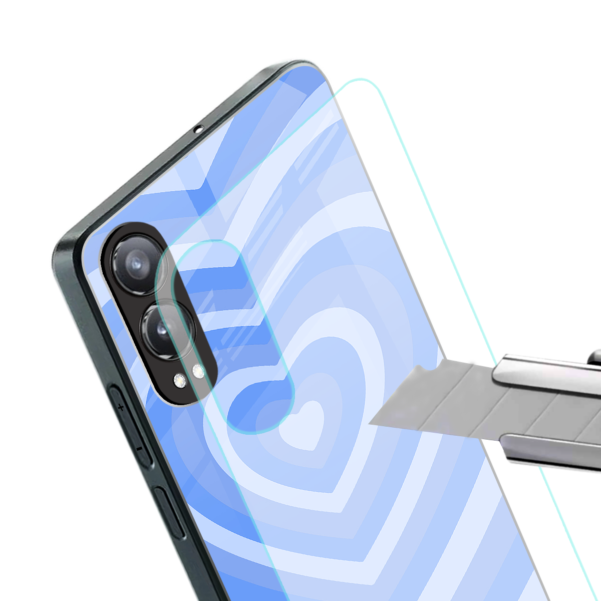 y2k blue hearts aesthetic back phone cover | glass case for oneplus nord ce 4 lite