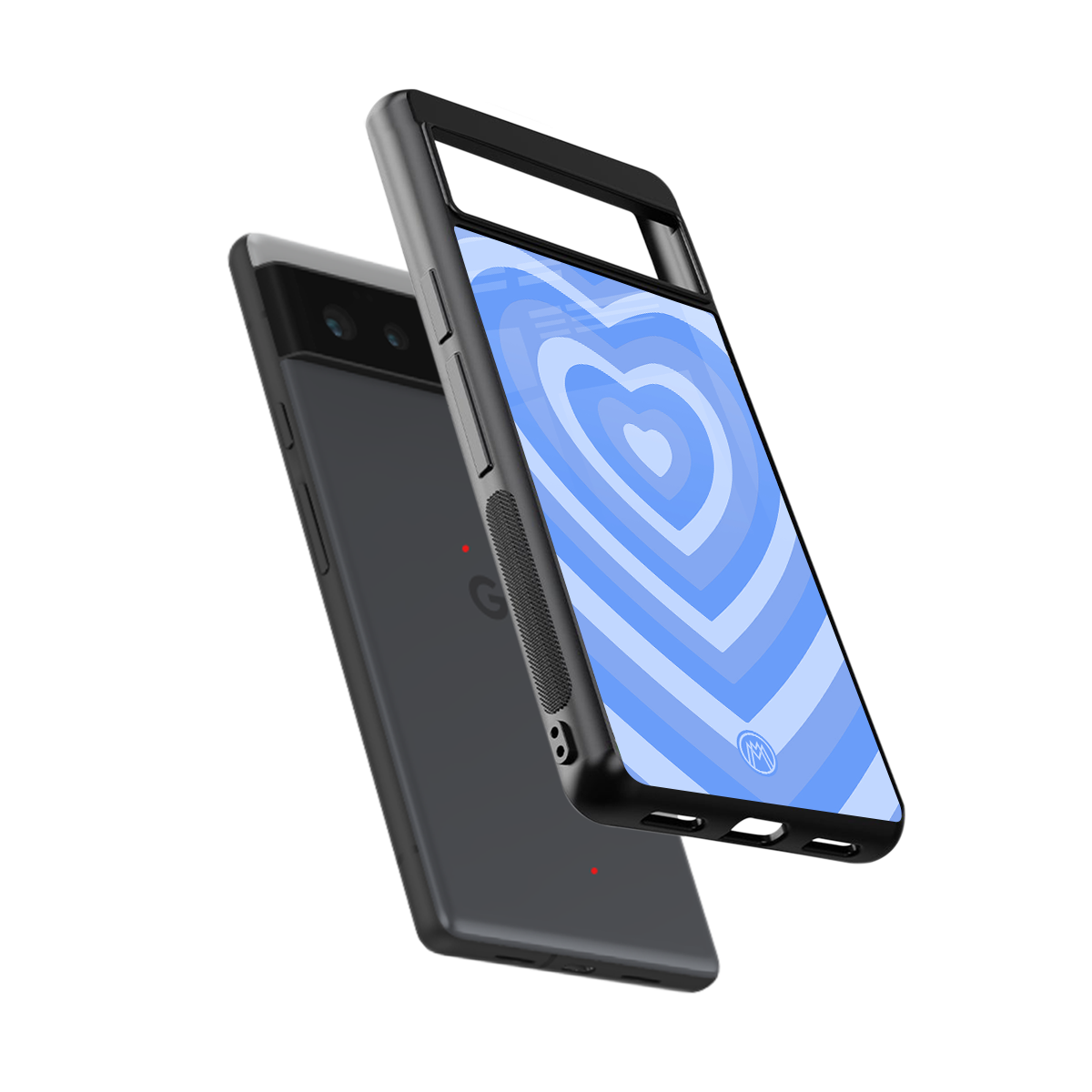 y2k blue hearts aesthetic back phone cover | glass case for google pixel 6