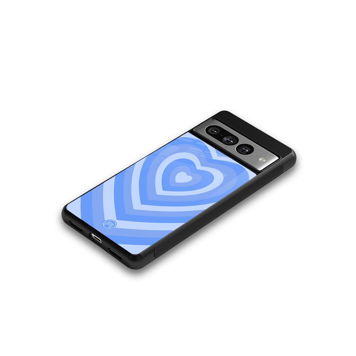 y2k blue hearts aesthetic back phone cover | glass case for google pixel 7 pro