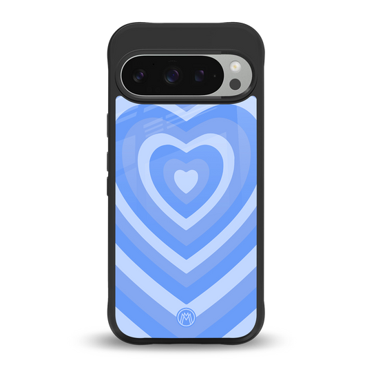 y2k blue hearts aesthetic back phone cover | glass case for google pixel 9 pro