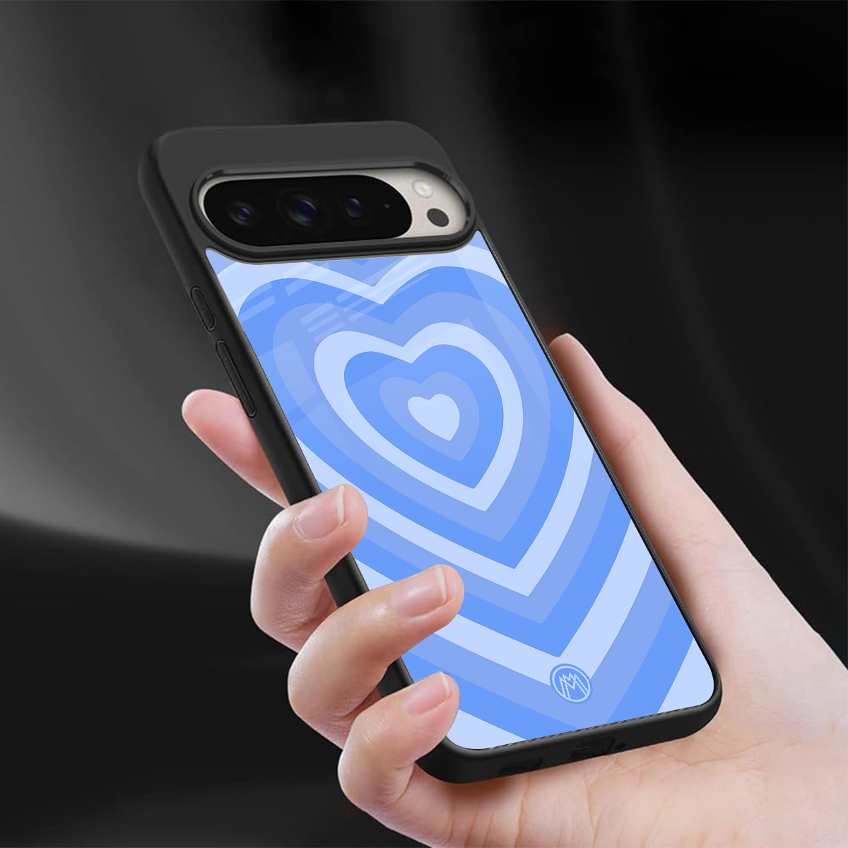 y2k blue hearts aesthetic back phone cover | glass case for google pixel 9 pro