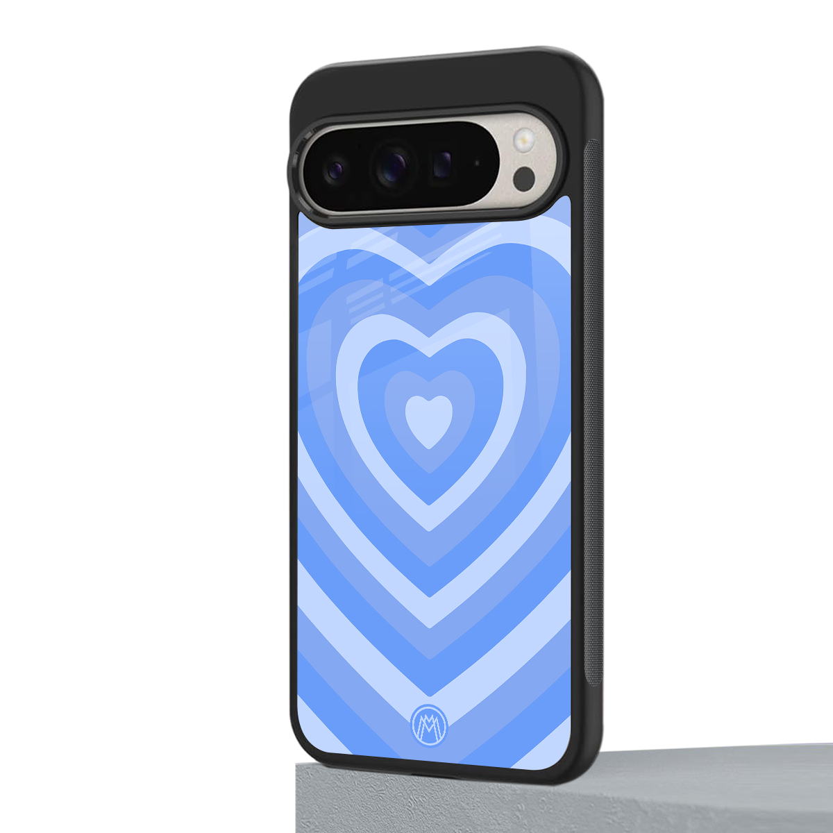 y2k blue hearts aesthetic back phone cover | glass case for google pixel 9 pro