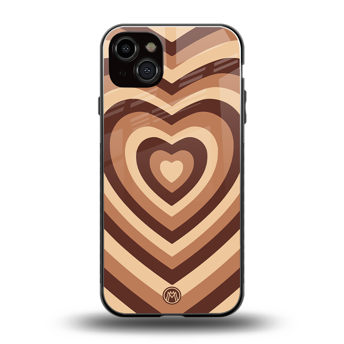 y2k brown hearts aesthetic back phone cover | glass case for iphone 14 plus