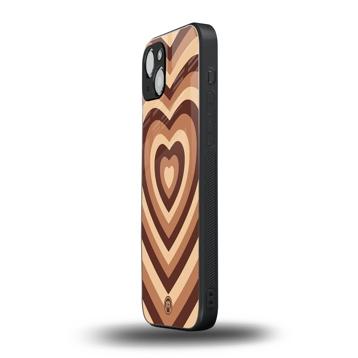 y2k brown hearts aesthetic back phone cover | glass case for iphone 15