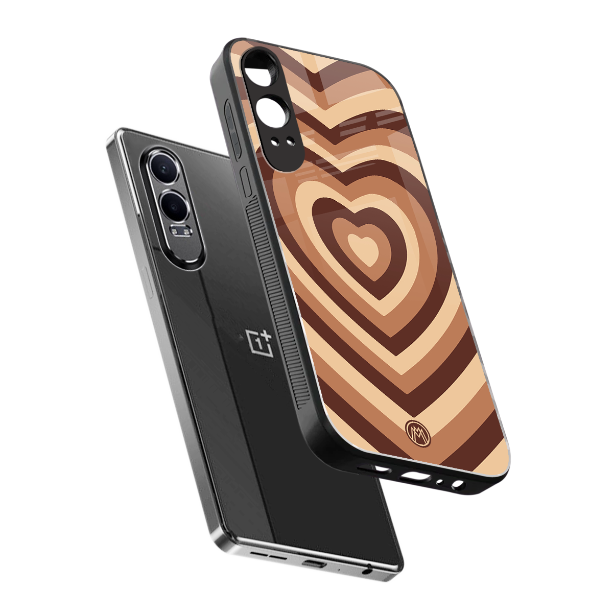 y2k brown hearts aesthetic back phone cover | glass case for oneplus nord ce 4 lite