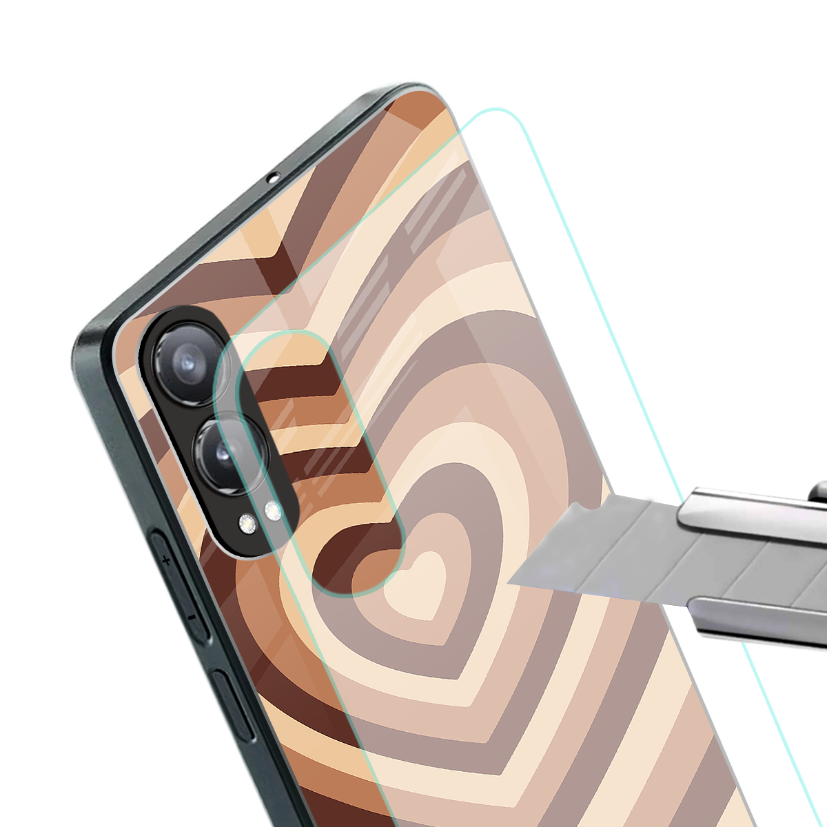 y2k brown hearts aesthetic back phone cover | glass case for oneplus nord ce 4 lite