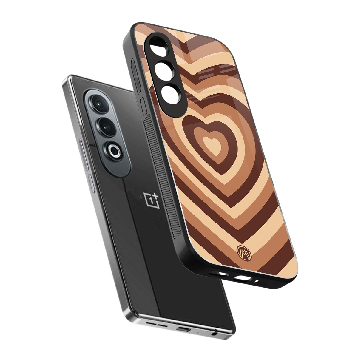 y2k brown hearts aesthetic back phone cover | glass case for oneplus nord ce 4