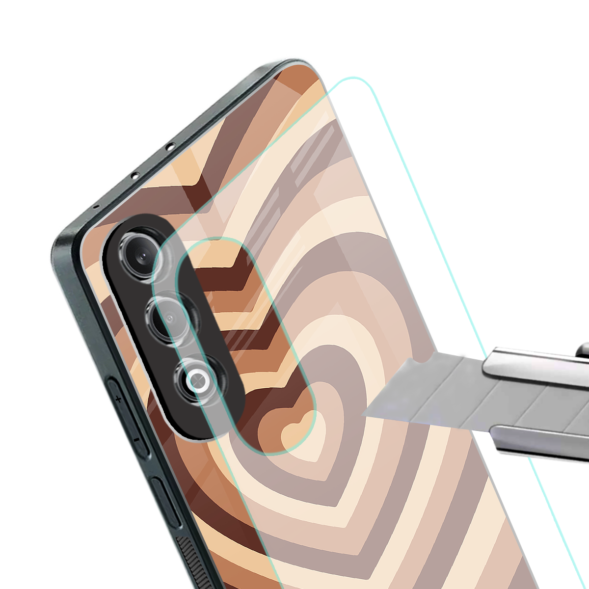 y2k brown hearts aesthetic back phone cover | glass case for oneplus nord ce 4