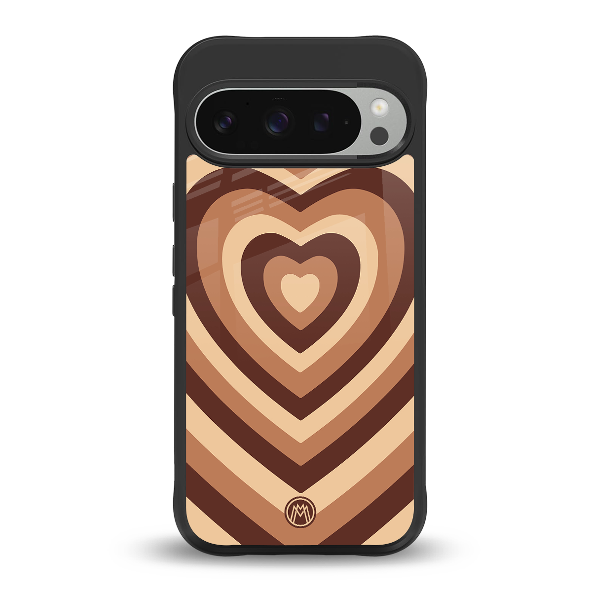y2k brown hearts aesthetic back phone cover | glass case for google pixel 9 pro
