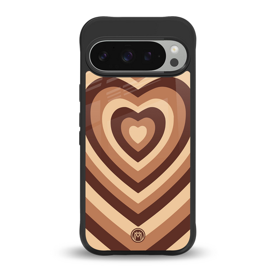 y2k brown hearts aesthetic back phone cover | glass case for google pixel 9 pro