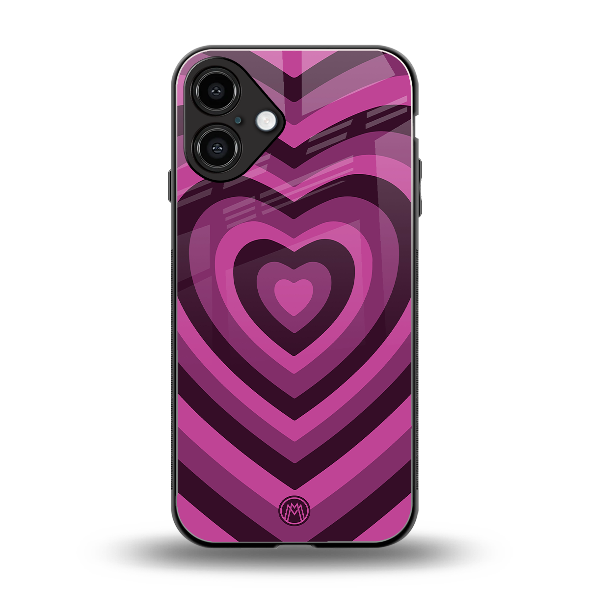 y2k burgundy hearts aesthetic back phone cover | glass case for iphone 16 plus