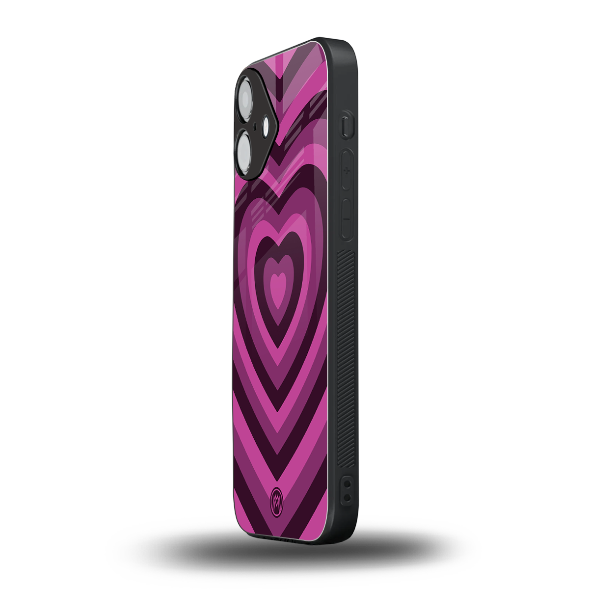 y2k burgundy hearts aesthetic back phone cover | glass case for iphone 16 plus