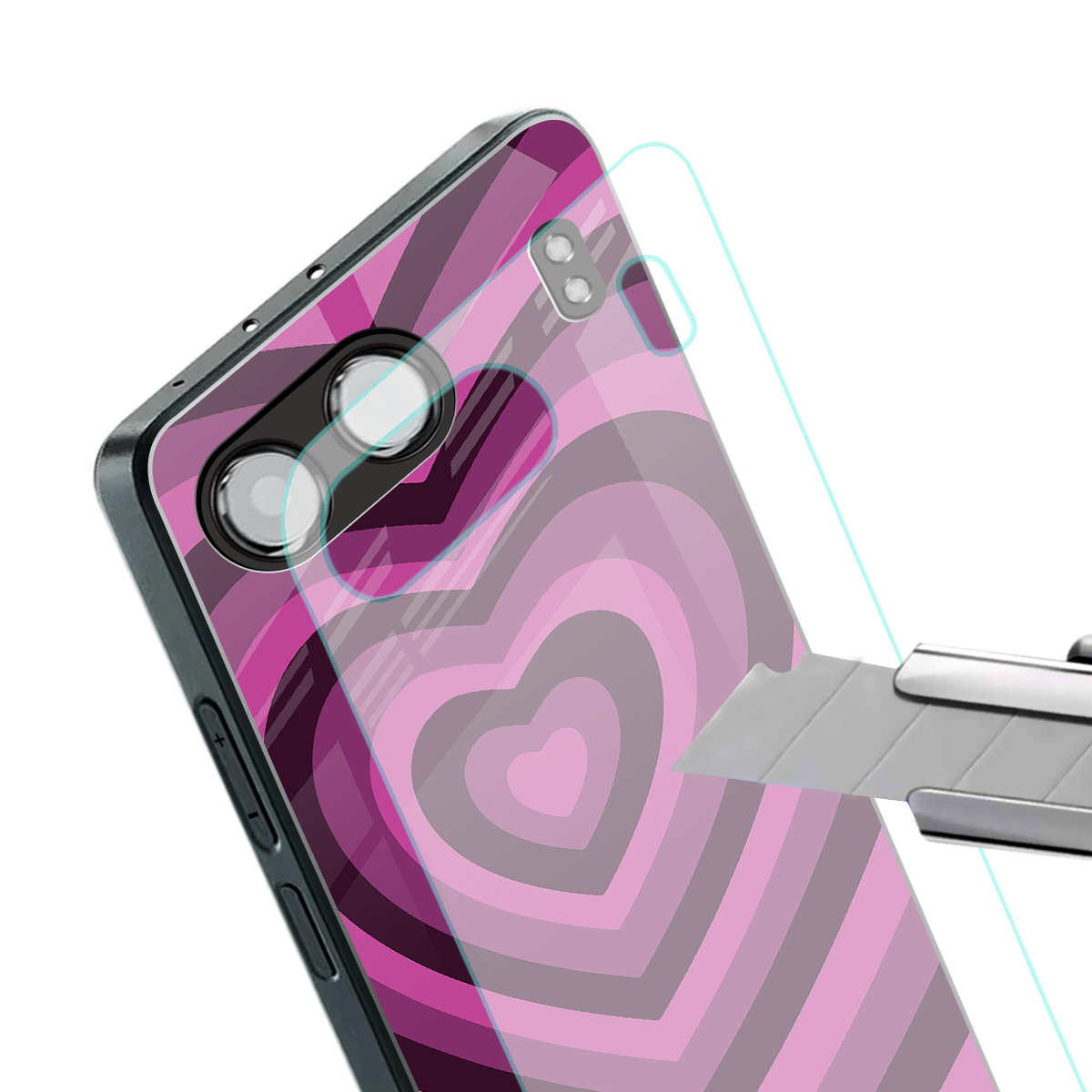 y2k burgundy hearts aesthetic back phone cover | glass case for oneplus nord 4