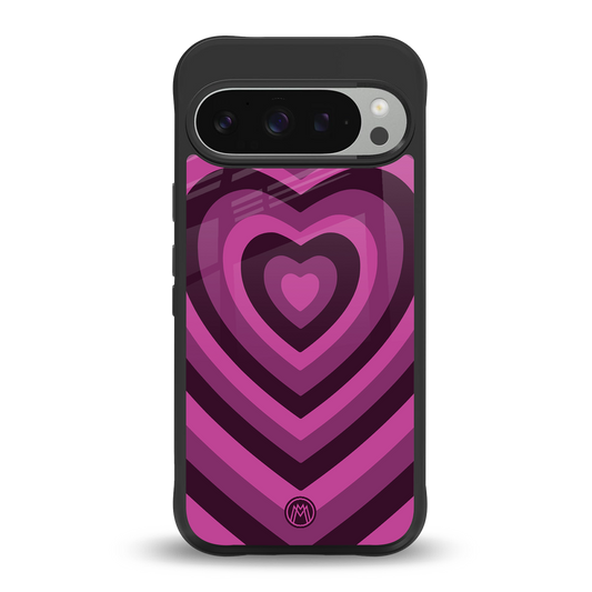 y2k burgundy hearts aesthetic back phone cover | glass case for google pixel 9 pro