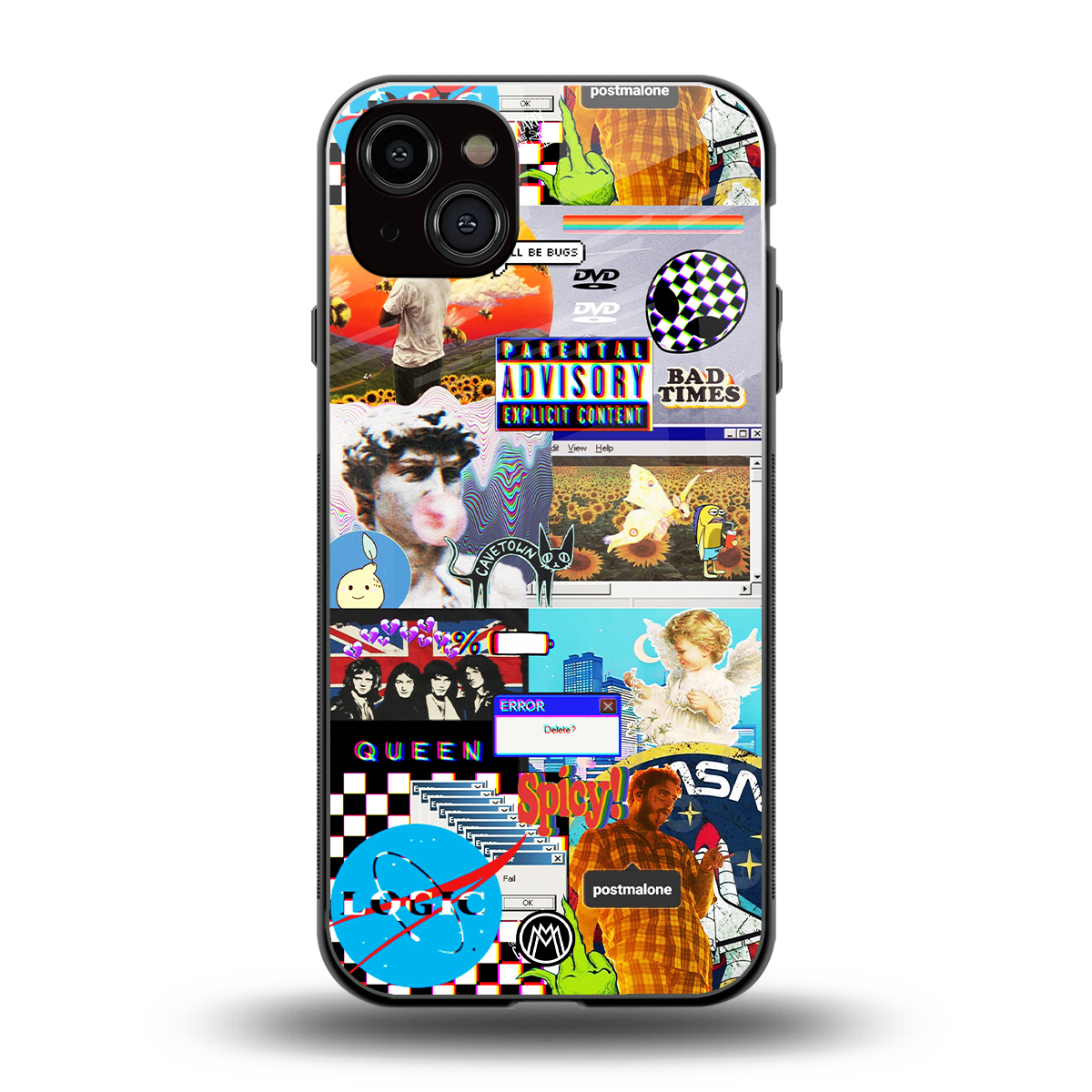 y2k collage aesthetic back phone cover | glass case for iphone 15 plus