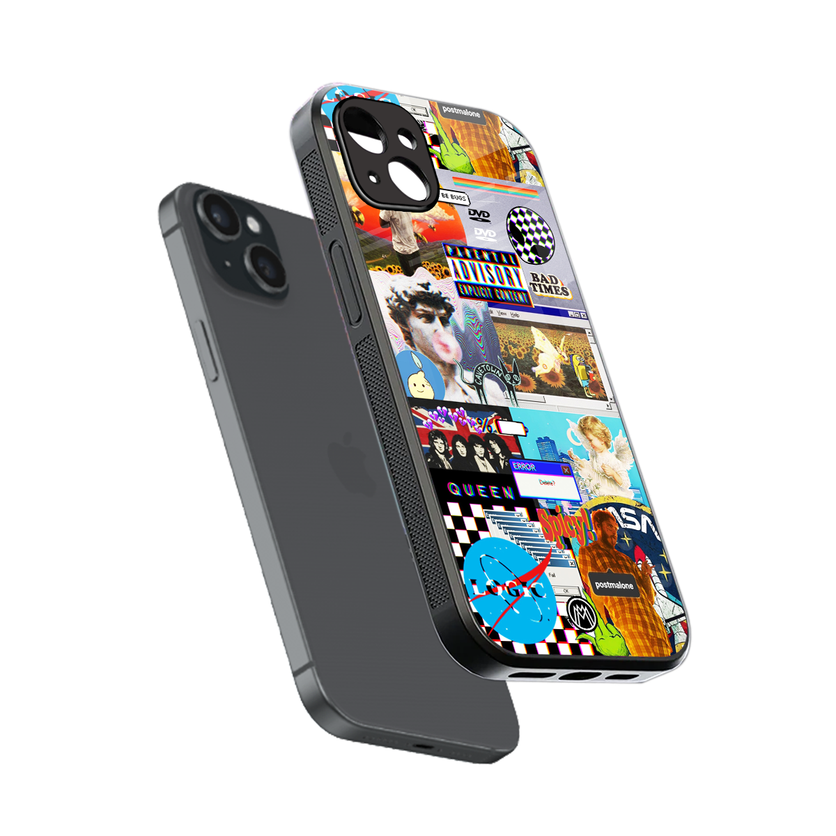 y2k collage aesthetic back phone cover | glass case for iphone 15 plus
