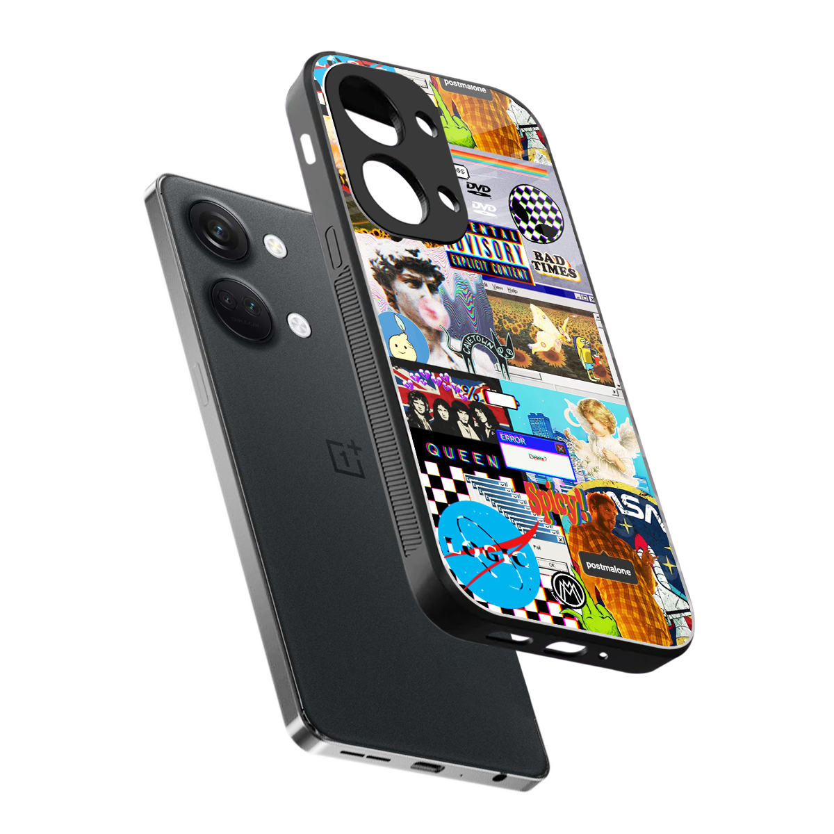 y2k collage aesthetic back phone cover | glass case for oneplus nord 3