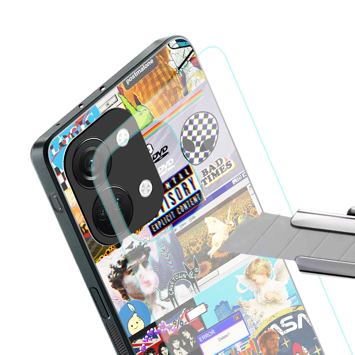 y2k collage aesthetic back phone cover | glass case for oneplus nord 3