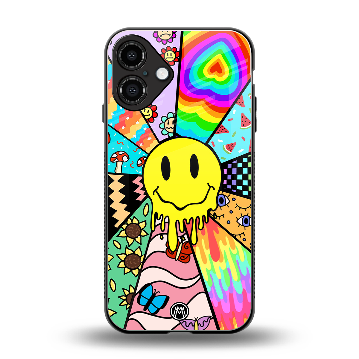 y2k doodle back phone cover | glass case for iphone 16 plus