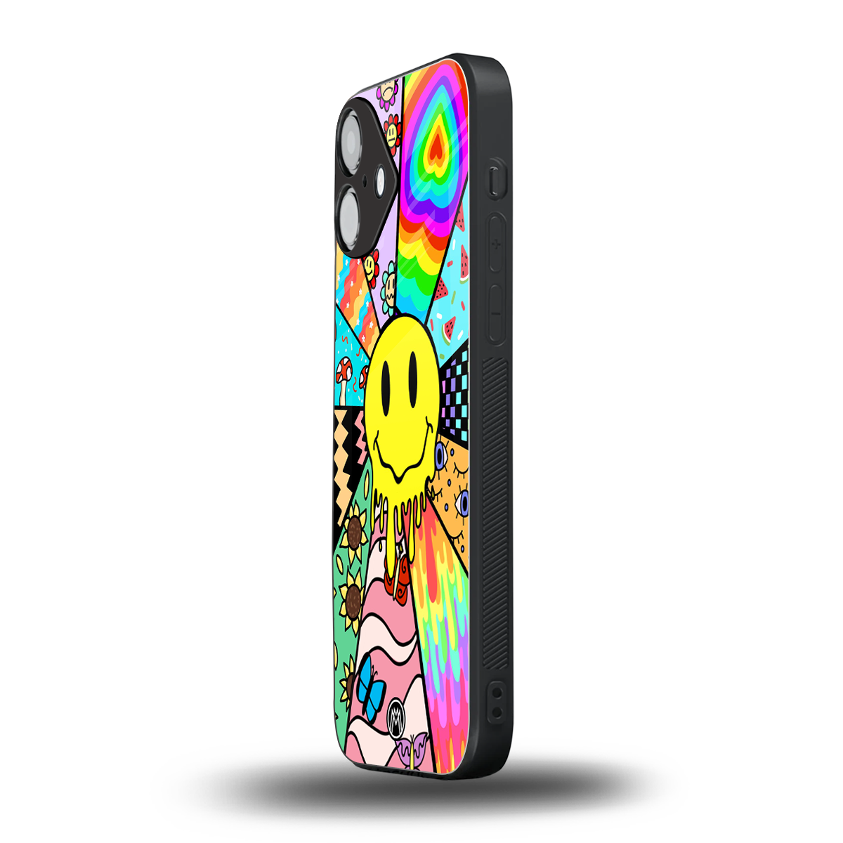 y2k doodle back phone cover | glass case for iphone 16 plus