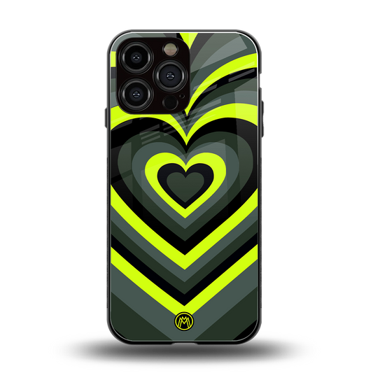 y2k emerald green hearts back phone cover | glass case for iphone 14 pro max