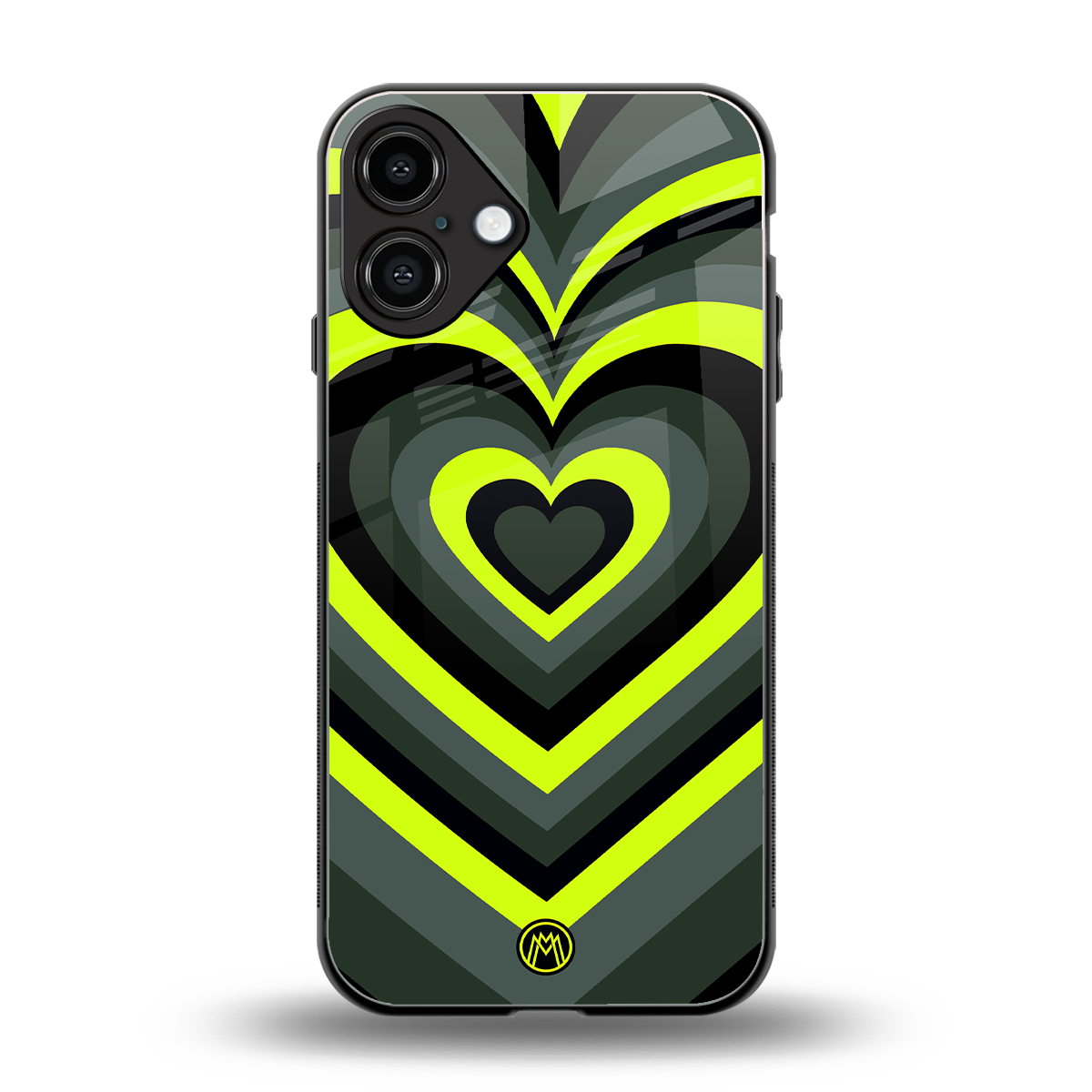 y2k emerald green hearts back phone cover | glass case for iphone 16 plus