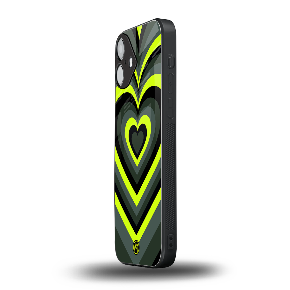y2k emerald green hearts back phone cover | glass case for iphone 16 plus