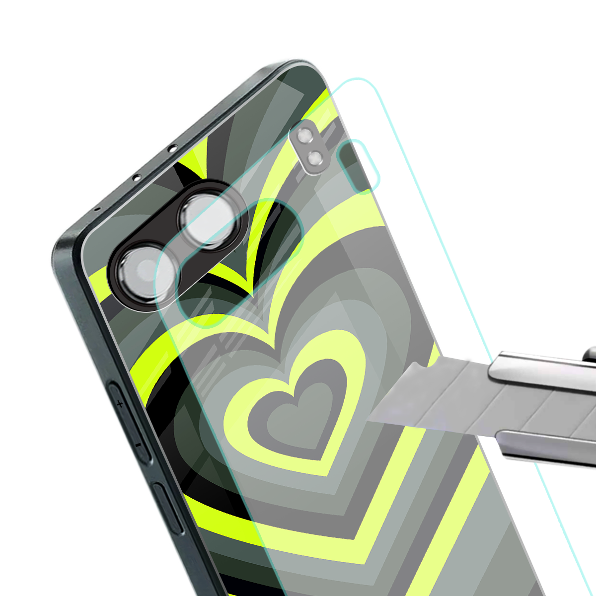 y2k emerald green hearts back phone cover | glass case for oneplus nord 4