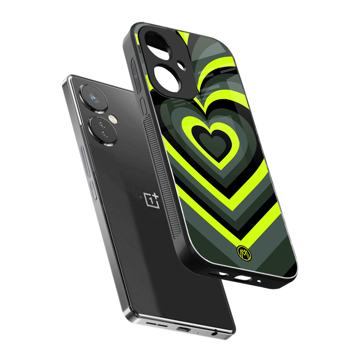 y2k emerald green hearts back phone cover | glass case for oneplus nord ce 3