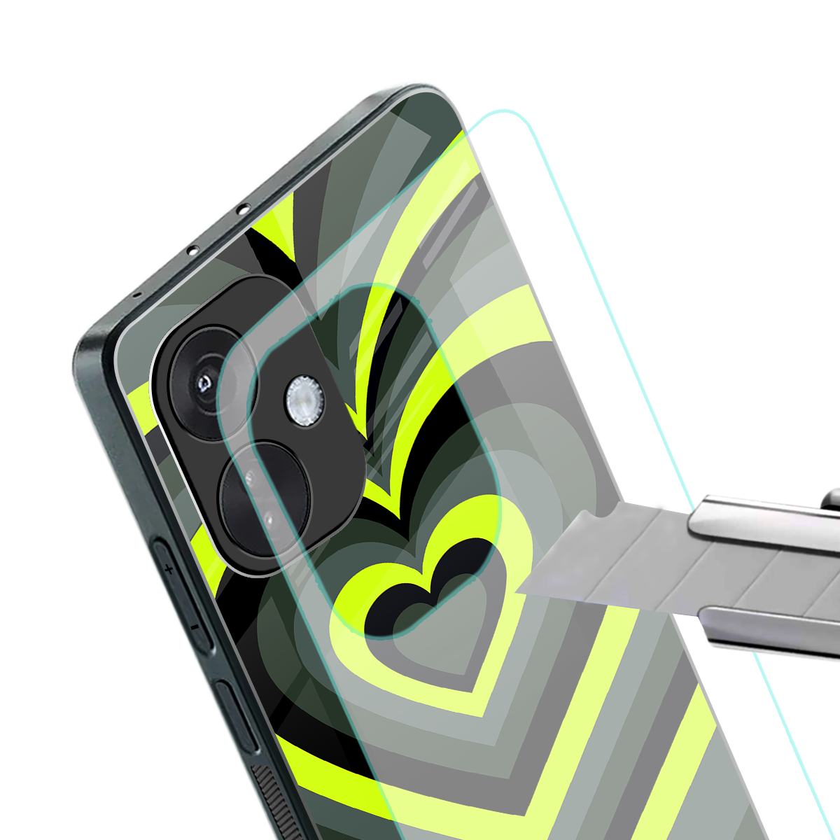 y2k emerald green hearts back phone cover | glass case for oneplus nord ce 3