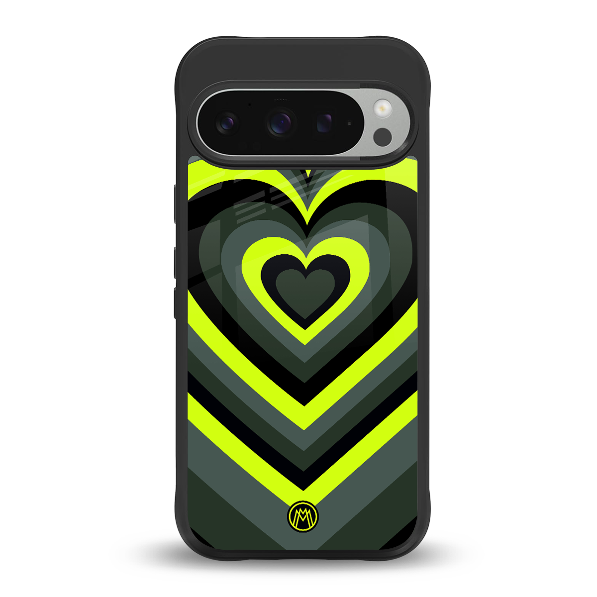 y2k emerald green hearts back phone cover | glass case for google pixel 9 pro