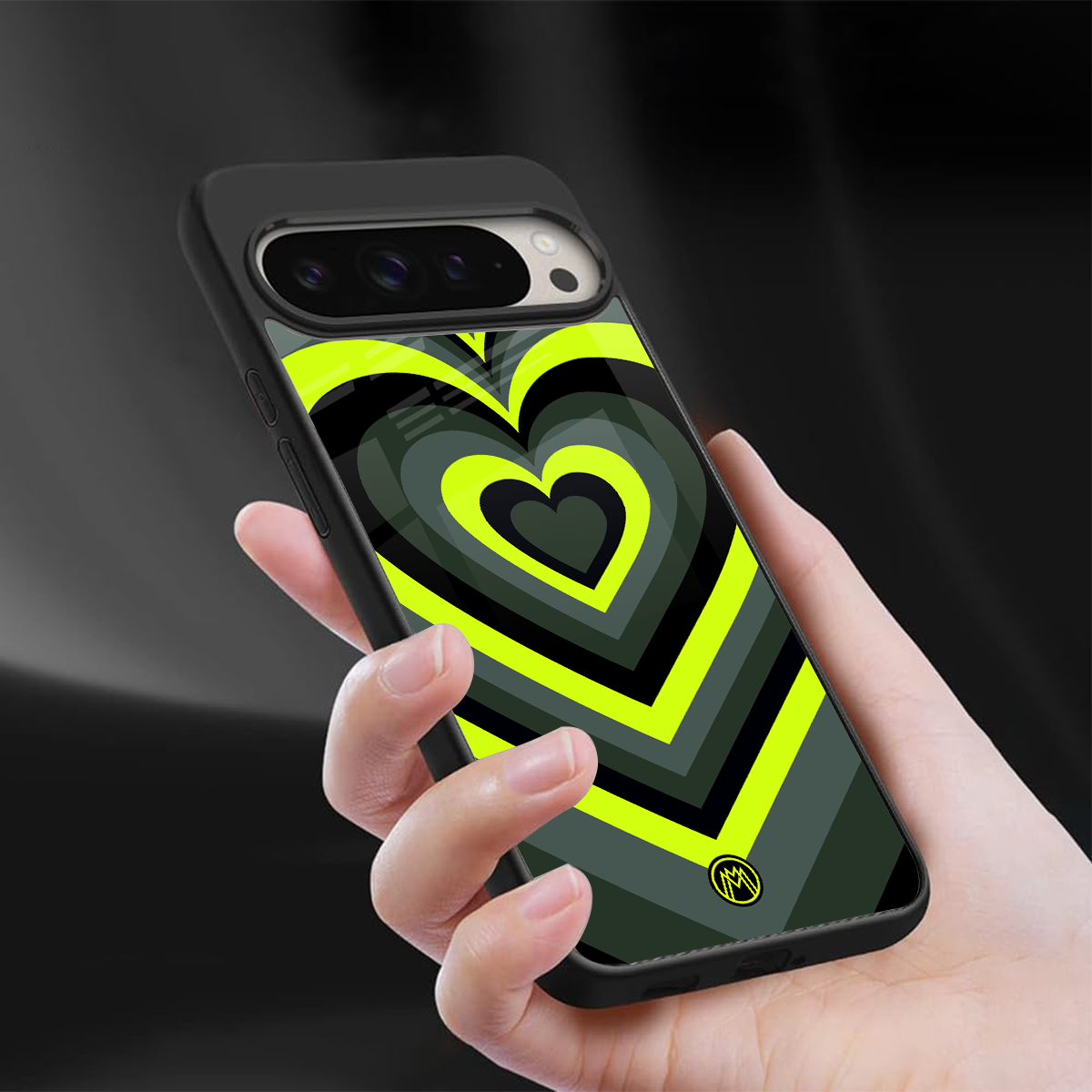 y2k emerald green hearts back phone cover | glass case for google pixel 9 pro