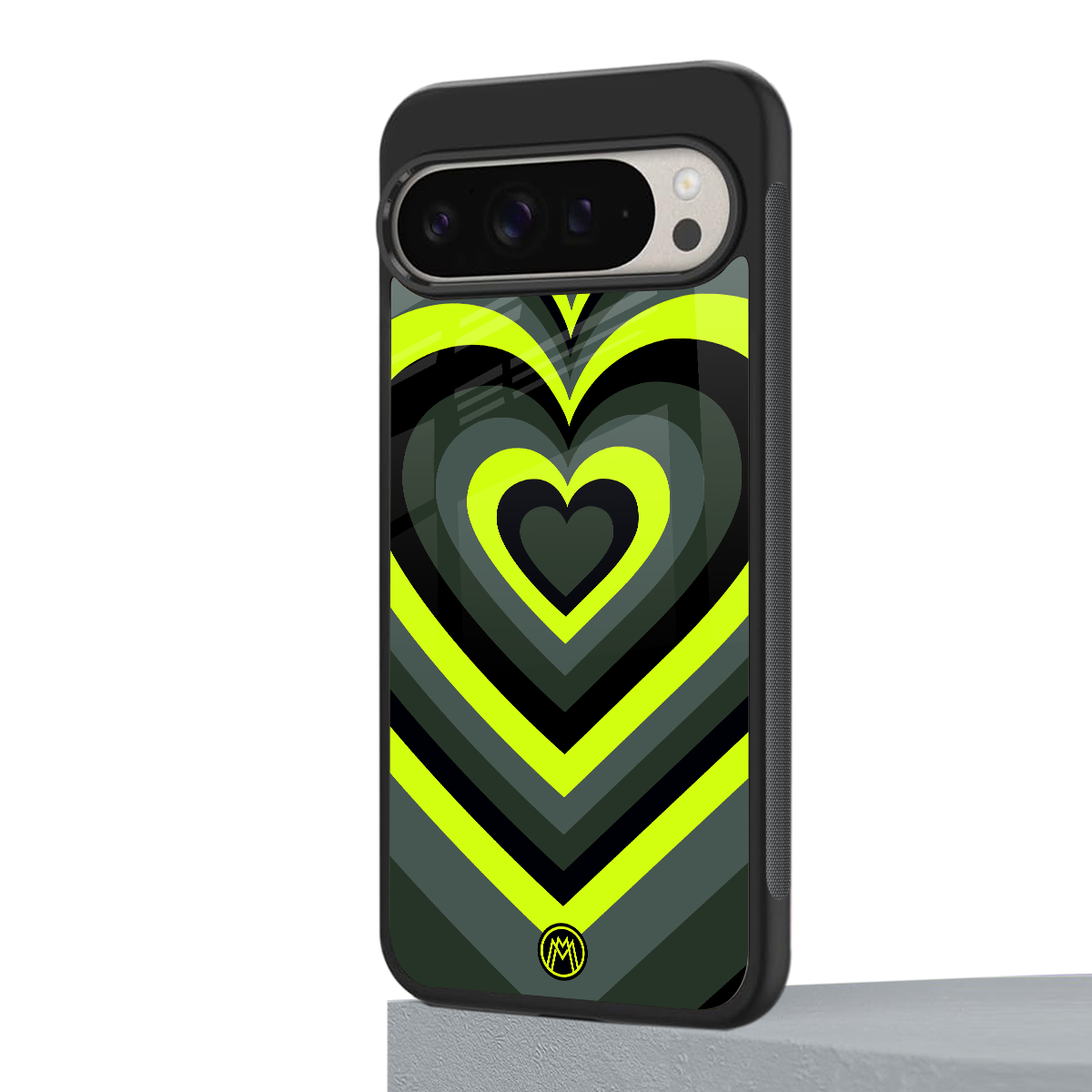 y2k emerald green hearts back phone cover | glass case for google pixel 9 pro