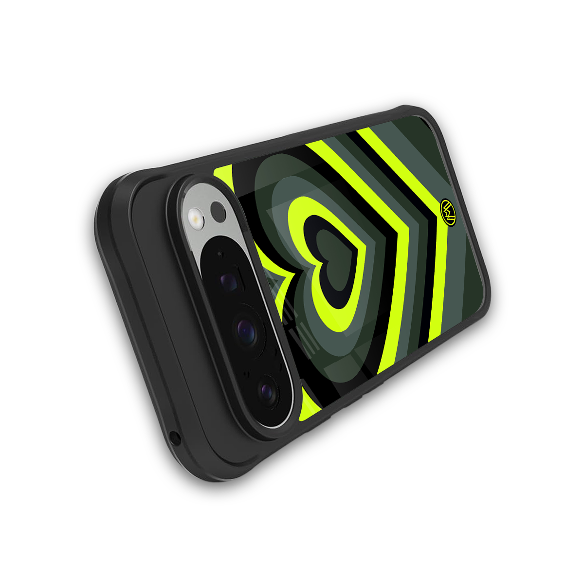 y2k emerald green hearts back phone cover | glass case for google pixel 9 pro