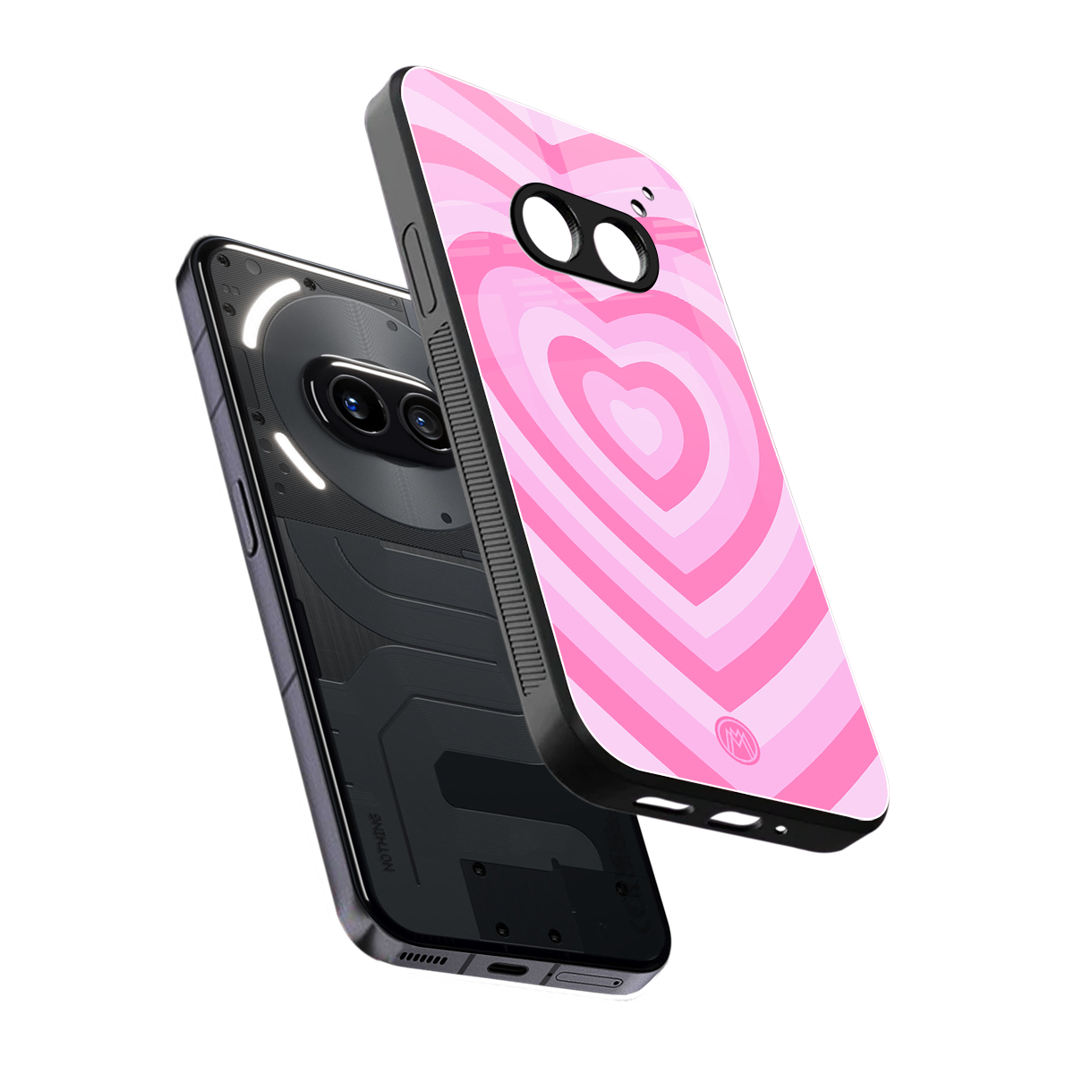 y2k pink hearts aesthetic back phone cover | glass case for nothing phone 2a