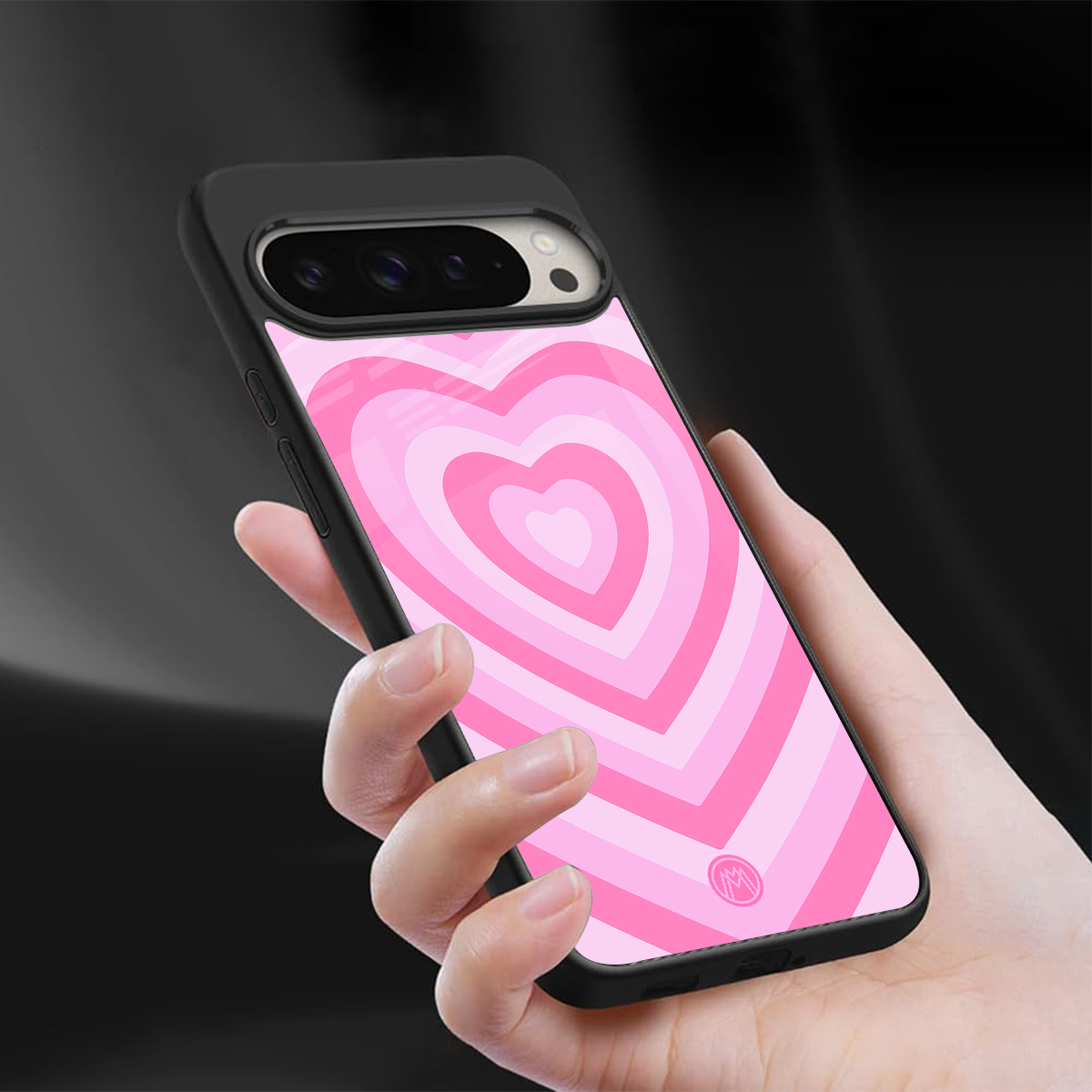 y2k pink hearts aesthetic back phone cover | glass case for google pixel 9 pro