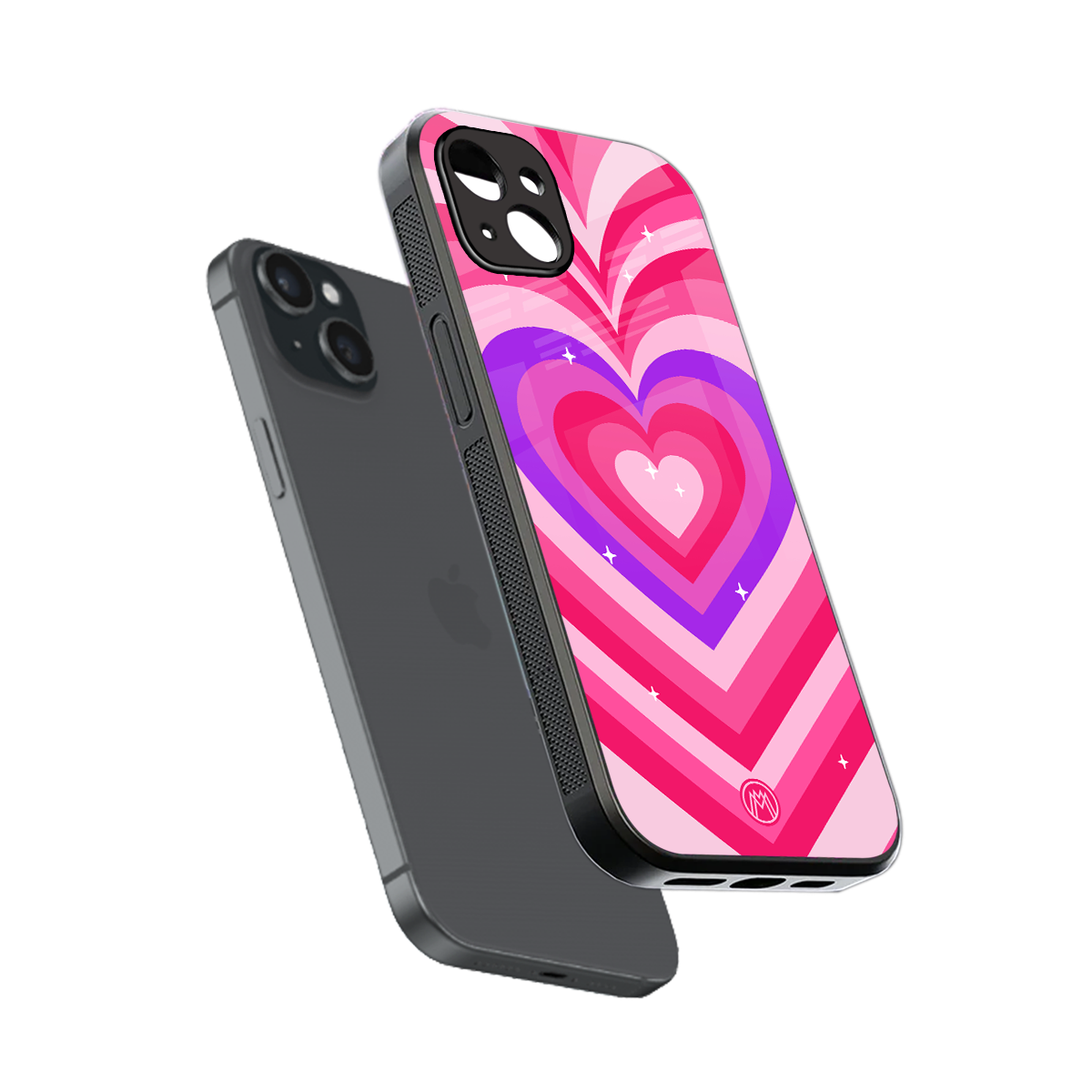 y2k pink hearts berrybomb edition back phone cover | glass case for iphone 15 plus