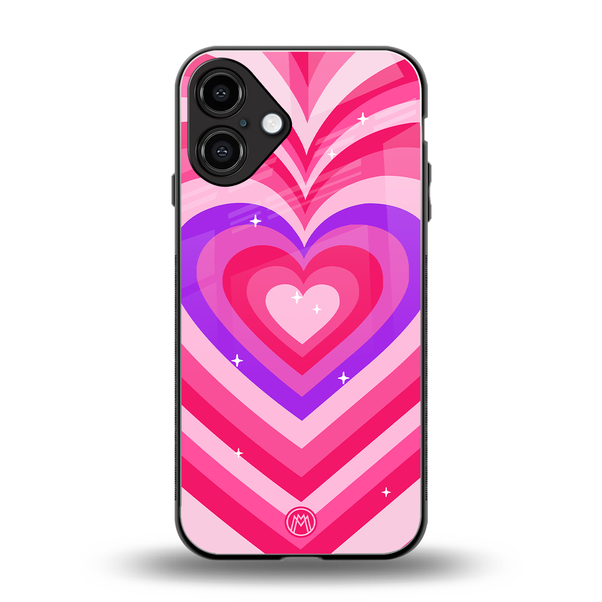 y2k pink hearts berrybomb edition back phone cover | glass case for iphone 16 plus